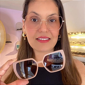 Armação para óculos de grau 2 em 1 clipon metal nude