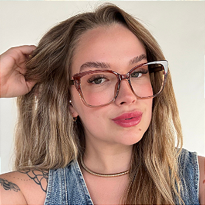 Armação para óculos de grau 2 em 1 clipon marrom degrade Camile
