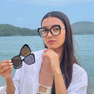 Armação para óculos de grau 3 em 1 preto Duna - ideal para multifocal