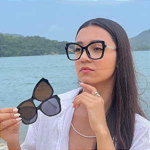 Armação para óculos de grau 3 em 1 preto Duna - ideal para multifocal