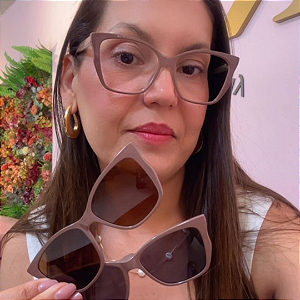 Óculos Clipon 3 em 1 Yara – cor nude | Compatível com Multifocal
