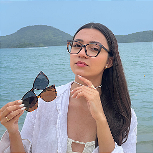 Óculos Clipon 3 em 1 Yara – Marrom Estampado | Compatível com Multifocal