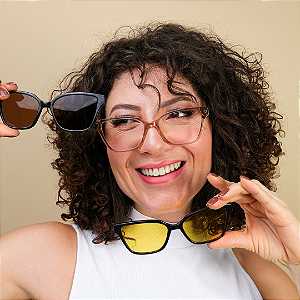 Óculos Clipon 3 em 1 Lidia marrom translucido | Estilo e Praticidade no Seu Dia