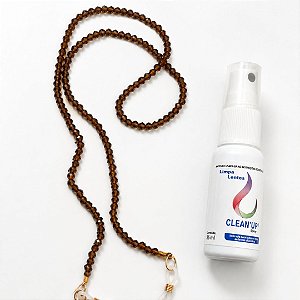 Kit salva óculos marrom + limpa lentes