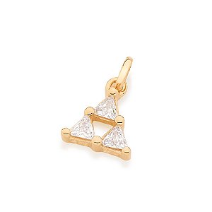 Pingente triangular folheado a ouro com zircônias - Rommanel
