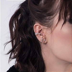 Piercing de pressão folheado a ouro com zircônias - Rommanel
