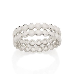 Anel aro duplo folheado a rhodium - Rommanel