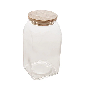 Pote Para Mantimentos de Vidro (1,4 Litros)  com Tampa de Bambu  Lyor