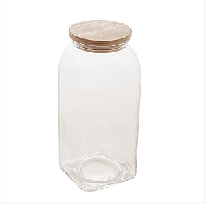 Pote Para Mantimentos de Vidro (1,8 Litros) com Tampa de Bambu Lyor