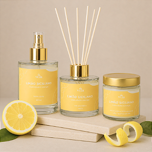 Kit Limão Siciliano - Difusor de Ambiente, Home Spray e Vela Aromática 240ml