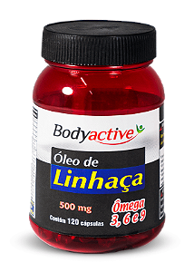 Óleo De Linhaça 500 MG 120 Cápsulas - Ômega 3 6 9 Bodyactive