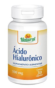 Ácido Hialurônico 100 mg 30 cápsulas Só Natural