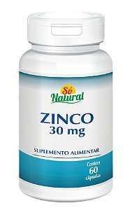 Zinco 30 mg 60 Cápsulas Só Natural