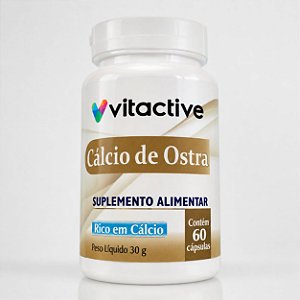 Cálcio De Ostra 500 mg 60 Cápsulas Vitactive