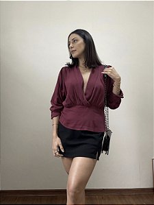 Blusa Transpassada Marsala