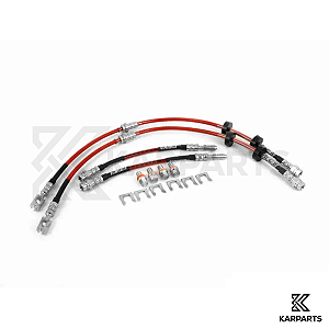 Kit Linhas de Freios Dianteiros & Traseiros Aeroquip ECS Tuning Vermelha VW Golf GTI MK7