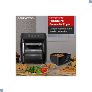 Fritadeira Eletrica Sem Óleo Air Fryer 12 Litro 1800w 5 Em 1