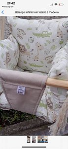 BALANÇO INFANTIL EM TECIDO E MADEIRA PARA BEBÊS E CRIANÇAS