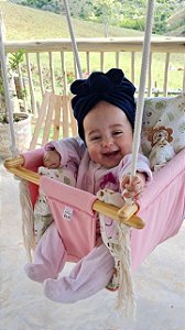 Balanço infantil em tecido e madeira para bebês e crianças