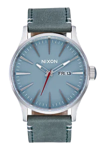 Relógio Nixon Sentry Leather Cinza / Azul