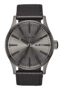 Relógio Nixon Sentry Leather Gunmetal / Preto