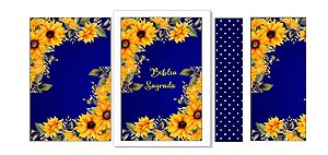 Capa de biblia azul girassol