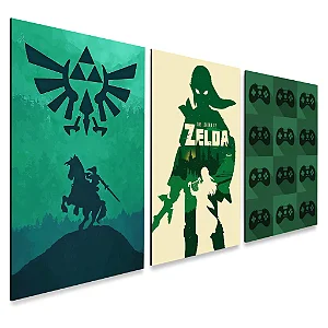 Kit 3 Quadros decorativos Zelda
