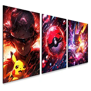 Kit 3 Quadros decorativos Pokemon - 01
