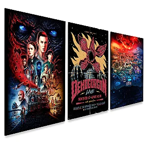 Kit 3 Quadros decorativos Stranger Things