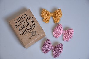 Kit com 3 Laço de Cabelo em Crochê