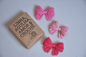 Kit com 3 Laço de Cabelo em Crochê
