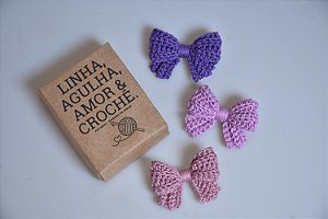 Kit com 3 Laço de Cabelo em Crochê
