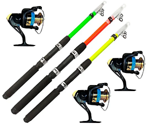 3 - VARA DE PESCAR COM MOLINETE ULTRA LIGHT MOLINETE VARA LINHA CHEGAR E PESCAR