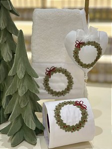 Porta Papel Higiênico Velcro Bordado - Coleção Linha Natal 2025
