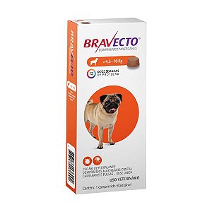 Bravecto 112,5 mg (4,5 Kg a 10Kg) contra pulgas e carrapatos