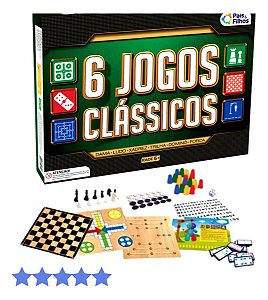 Jogos Clássicos 6 em 1 Xadrez, Ludo, Dama, Trilha, Forca e Dominó Pais e  Filhos – Bilharmais®