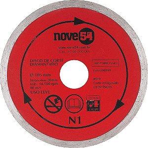 Disco de Corte Diamantado Contínuo 105mm N1 Nove54