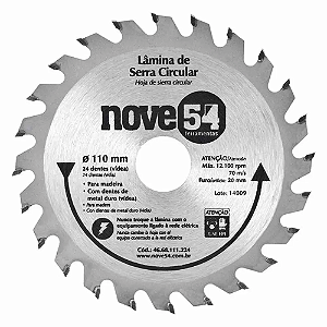 Lâmina de Serra Circular VIDEA 110X20X24D 954