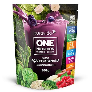 PuraVida One Nutrition Vegan Protein Sabor Açai Com Banana 900g