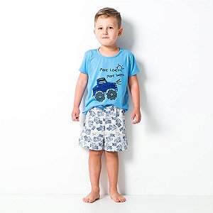 Pijama  Infantil Masculino Happy Nap Verão Jeep Azul Bebê