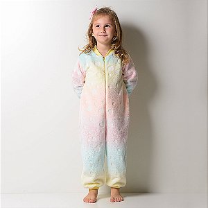 Pijama Infantil Feminino Happy Nap Inverno Macacão Fleece Coração Brilha No Escuro