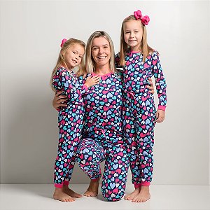Pijama Tal Mãe Tal Filha Feminino Algodão Gatinho  Manga Comprida
