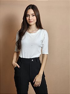 Blusinha Branca com Strass