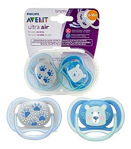 Chupeta Avent Ultra Air Patas e Urso 6-18 meses C/2 un. SCF085/03