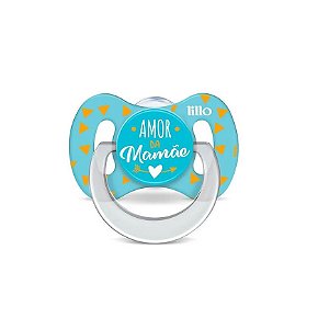 Chupeta Lillo Funny Orto Silicone Tam. 2 - Amor da Mamãe / Azul