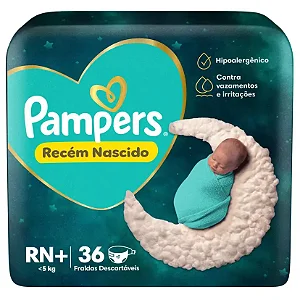 Fralda Pampers Recém Nascido RN+ C/36