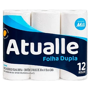 Papel Higiênico Folha Dupla C/12 Rolos 20 Metros Atualle