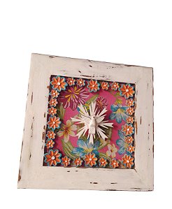 Quadro Divino Espirito Santo Branco de Madeira