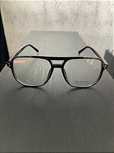ARMAÇÃO PARA ÓCULOS DE GRAU MASCULINO CHILLI KAZWINI AC RETRÔ PRETO - KAZ19228 C1 56X13 - 140
