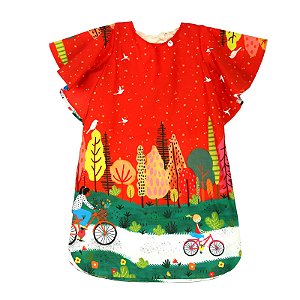 VESTIDO ESTAMPA BARRADO PASSEIO DE BIKE